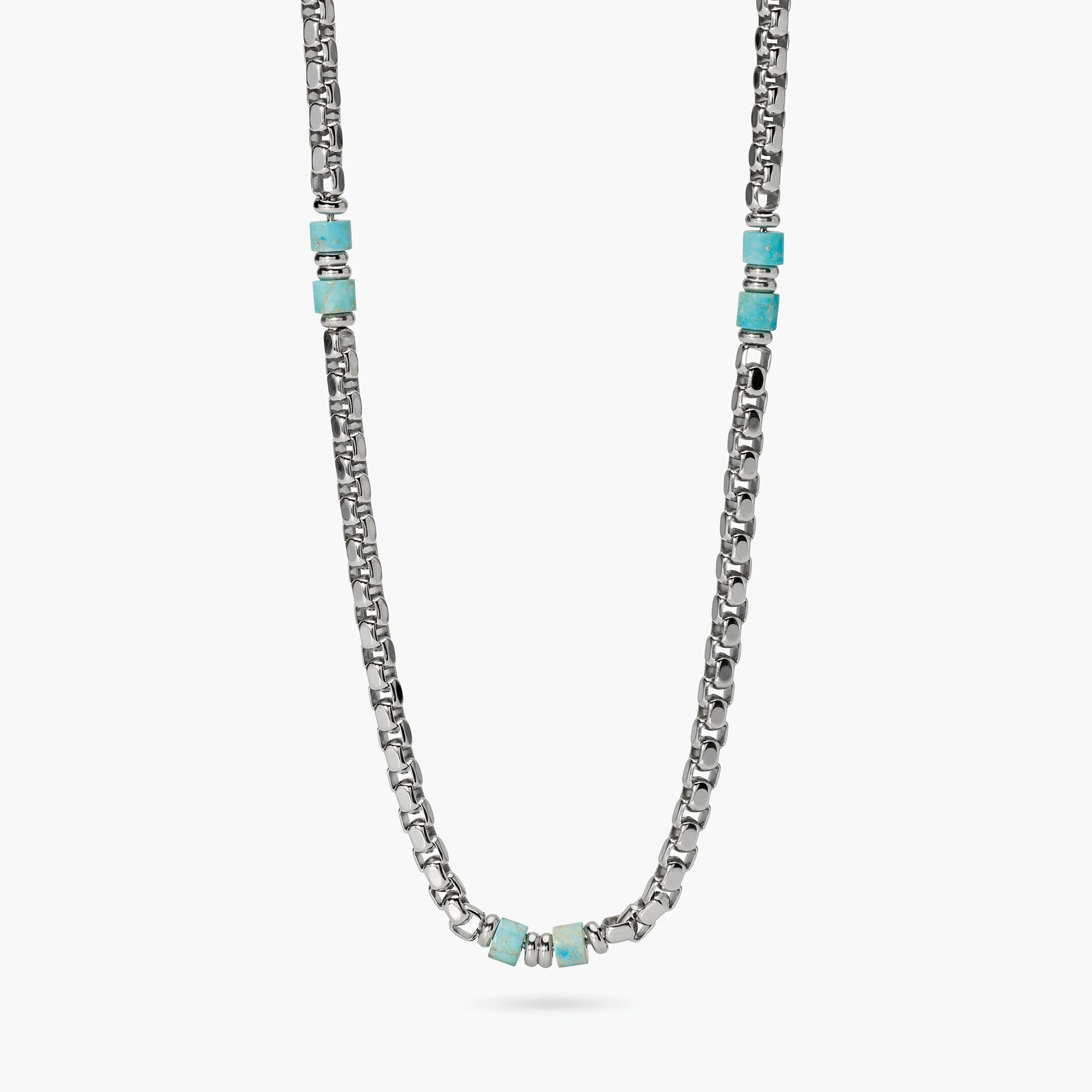 Image of Collana in acciaio e diaspro azzurro STYLE 03