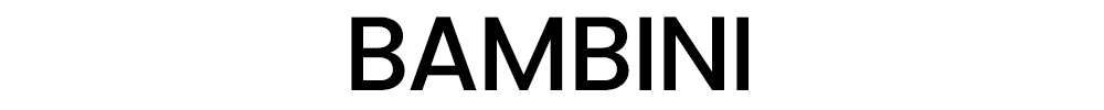 Word 'BAMBINI' in bold black uppercase letters centred on a white background — simple typographic logo