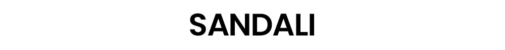 Black bold uppercase text 'SANDALI' on a white background — label indicating sandals