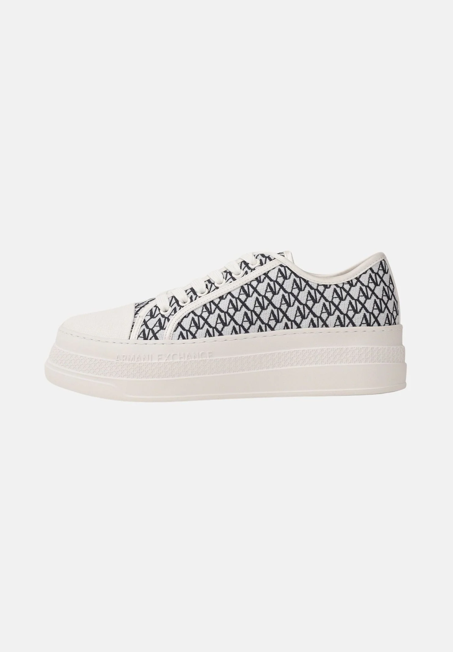 Image of ARMANI EXCHANGE Sneakers panna e blu da donna con motivo all-over A|X
