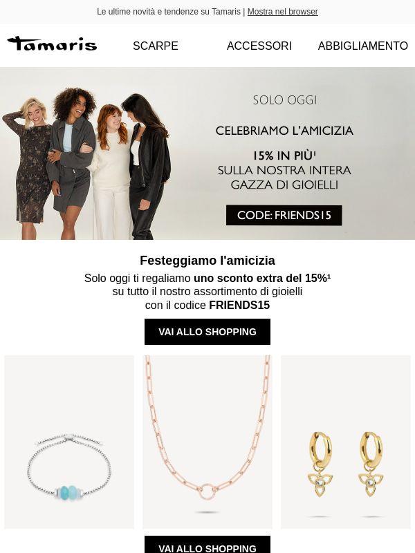 Solo oggi – Sconto extra del 15% su tutto il nostro assortimento di gioielli