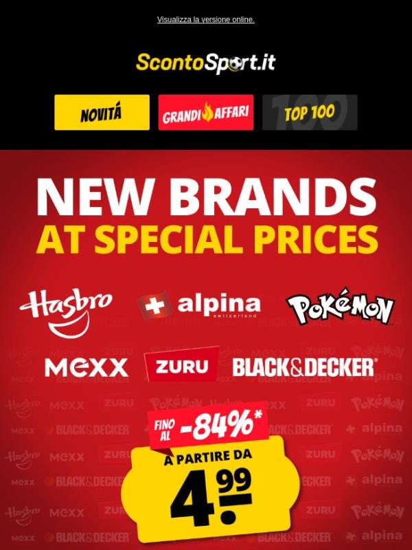 🔥 Nuovi marchi a prezzi speciali a partire da 4,99 €