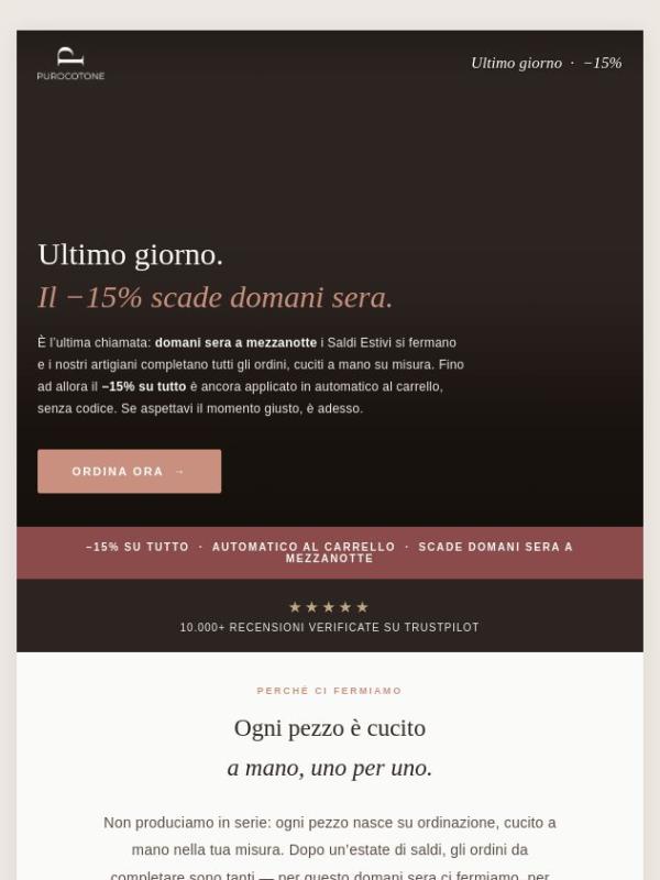⏳ Ultima notte per il tuo −15% su tutto
