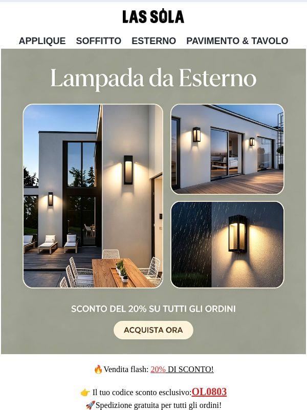 💡 Illumina la notte | 20% di sconto sull’illuminazione decorativa premium per esterni.