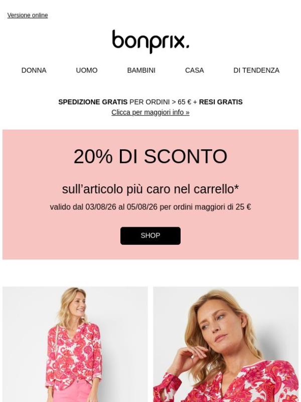 20% di sconto sull'articolo più caro