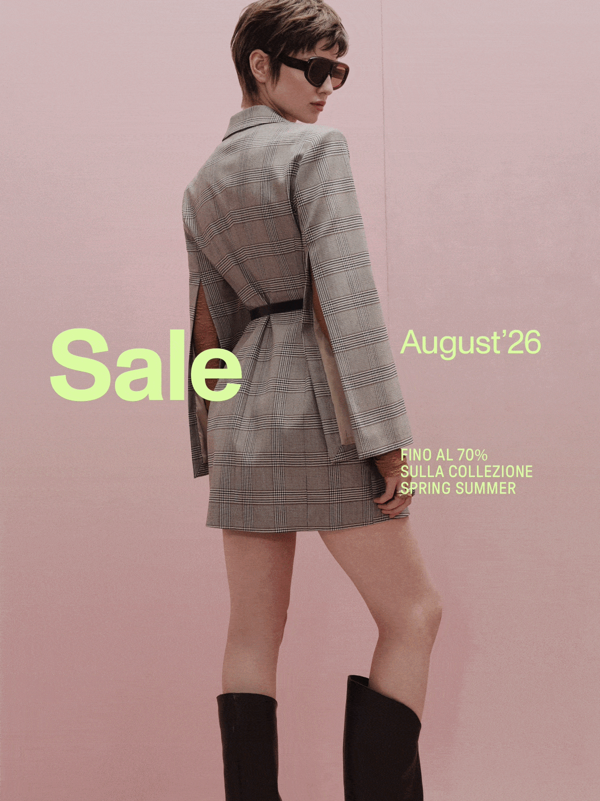 Grid of nine fashion models showcasing autumn '26 sale outfits — diverse menswear and womenswear looks on pastel and neutral backdrops