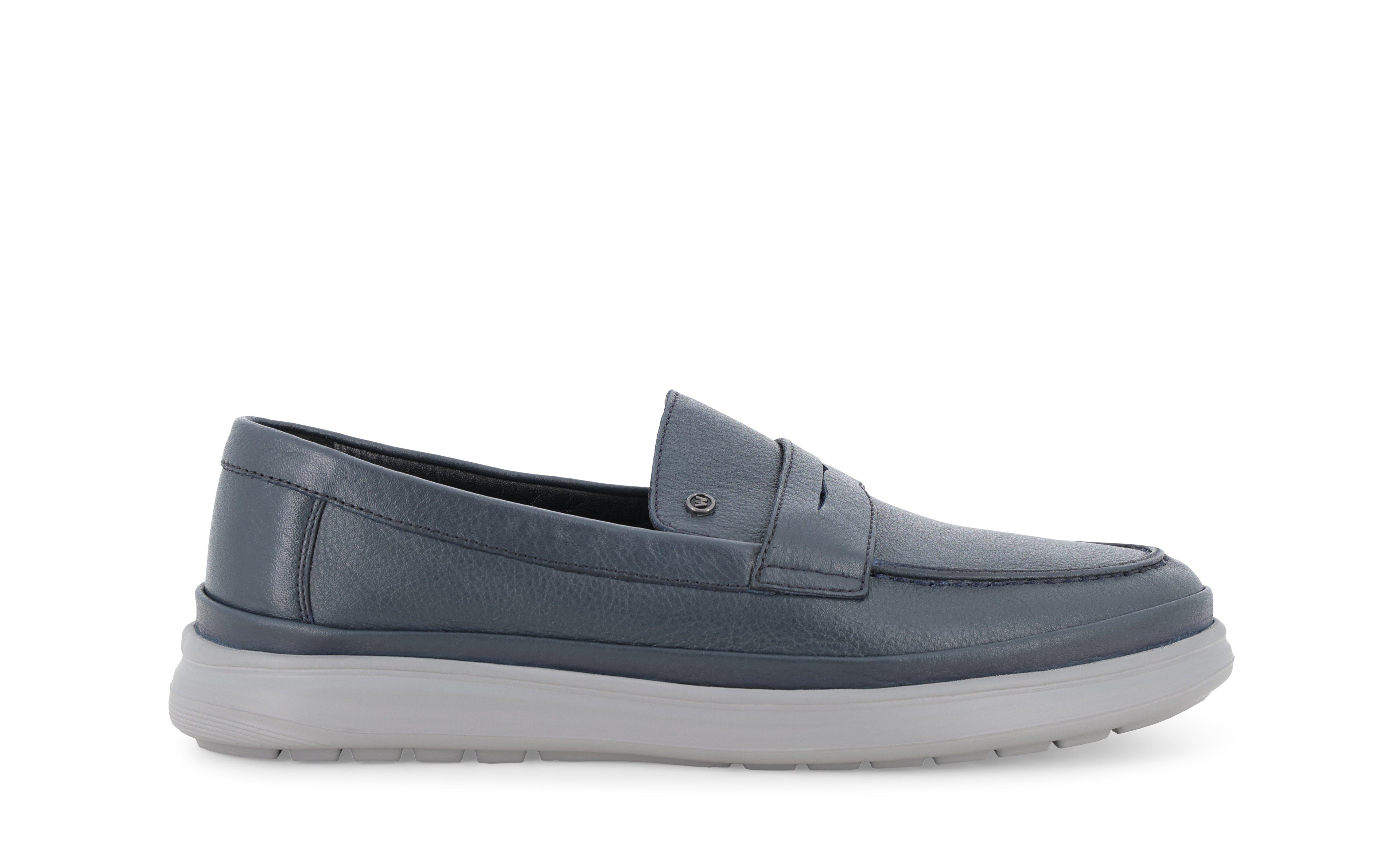 Mocassino casual uomo in pelle blu navy u56071