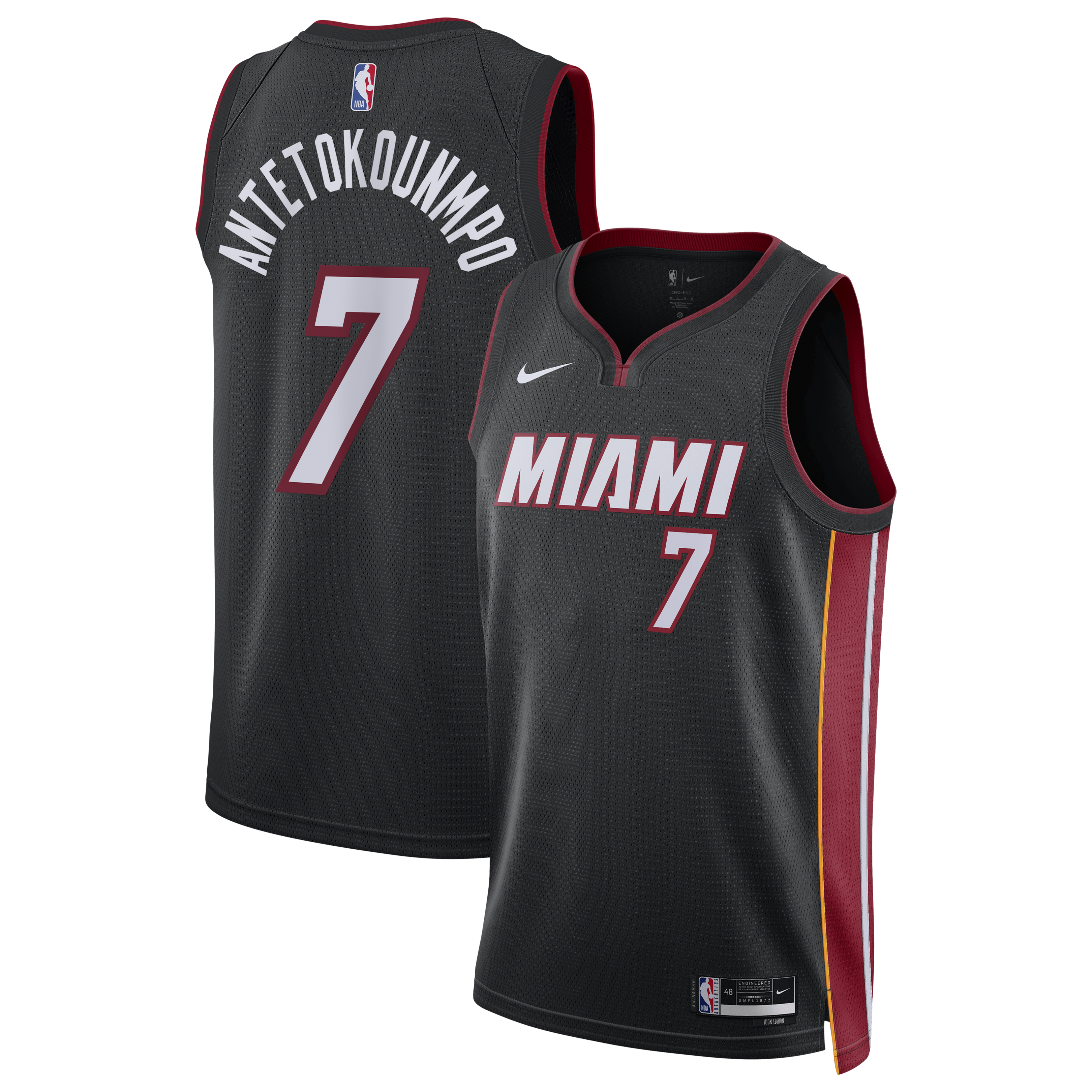 Maglia Miami Heat Nike Icon Edition Swingman - Nera - Giannis Antetokounmpo - Unisex