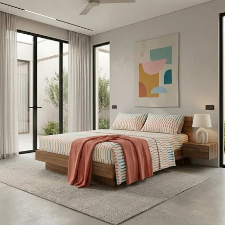 Completo Letto Matrimoniale in Cotone con Stampa Niord Multicolor