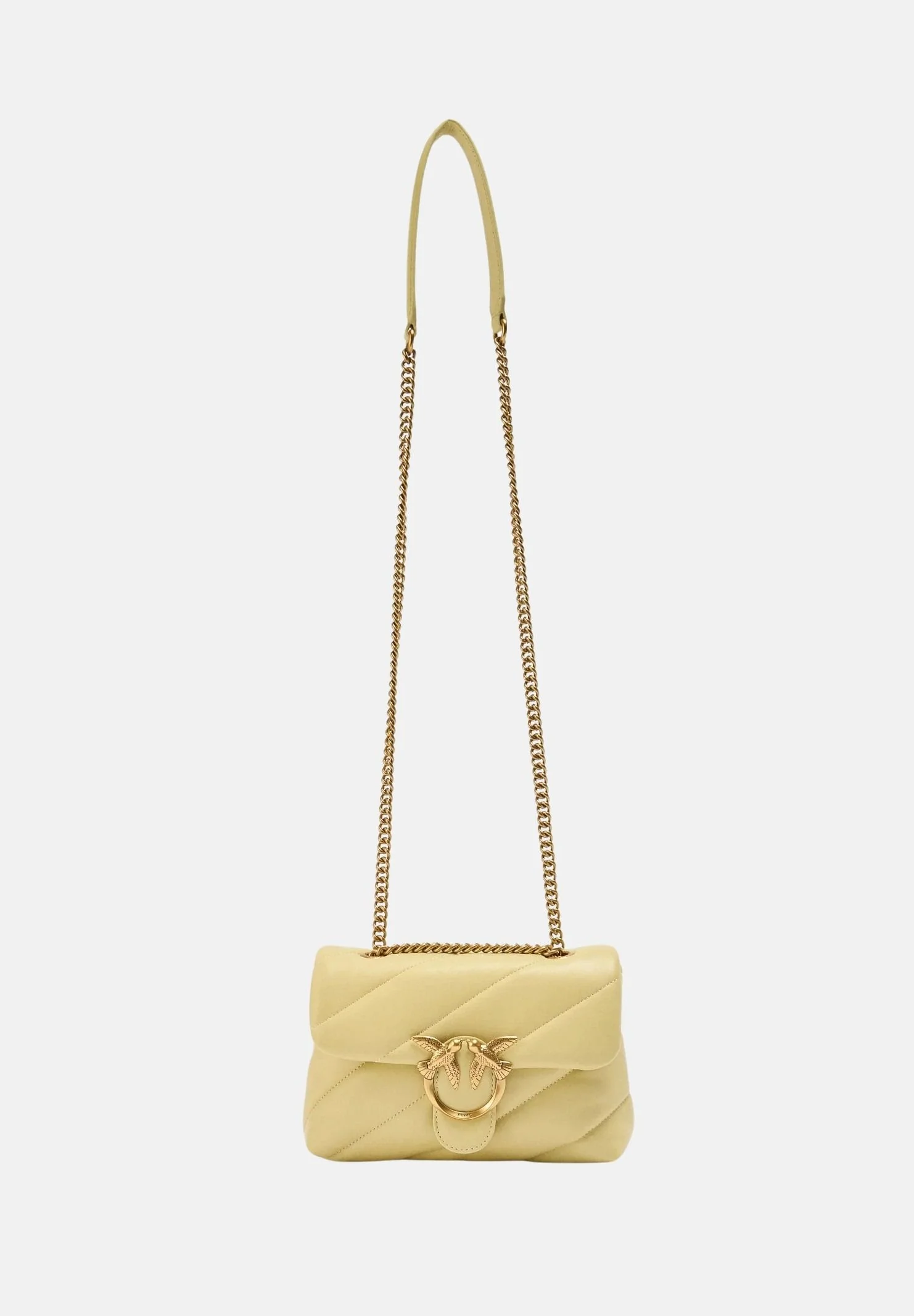 Image of PINKO Borsa a tracolla Mini Love Bag Puff giallo vaniglia da donna