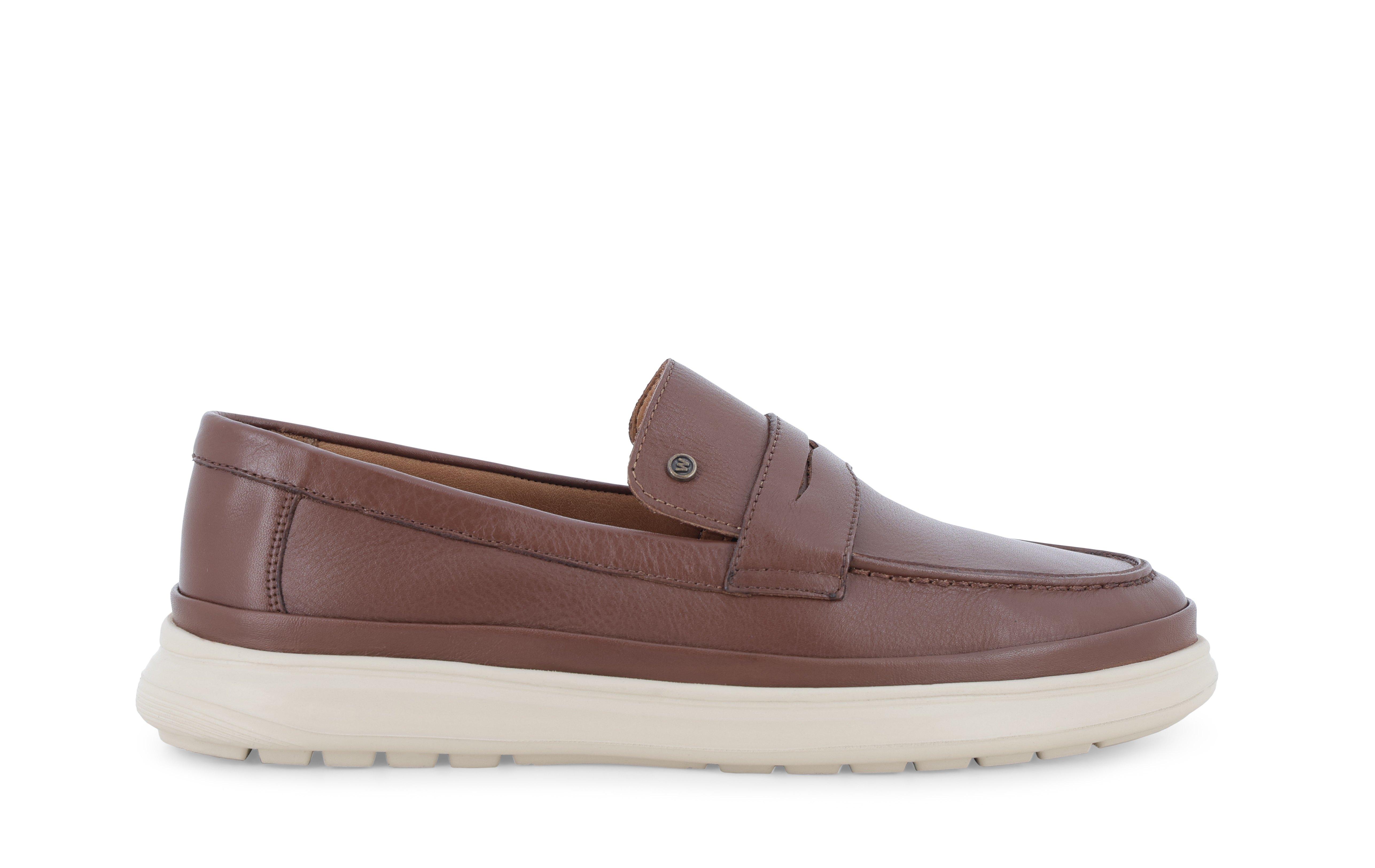 Mocassino casual uomo in pelle cuoio u56071