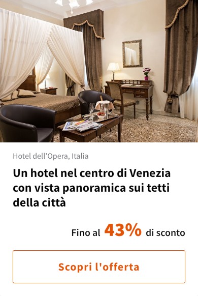 Un hotel nel centro di Venezia con vista panoramica sui tetti della città