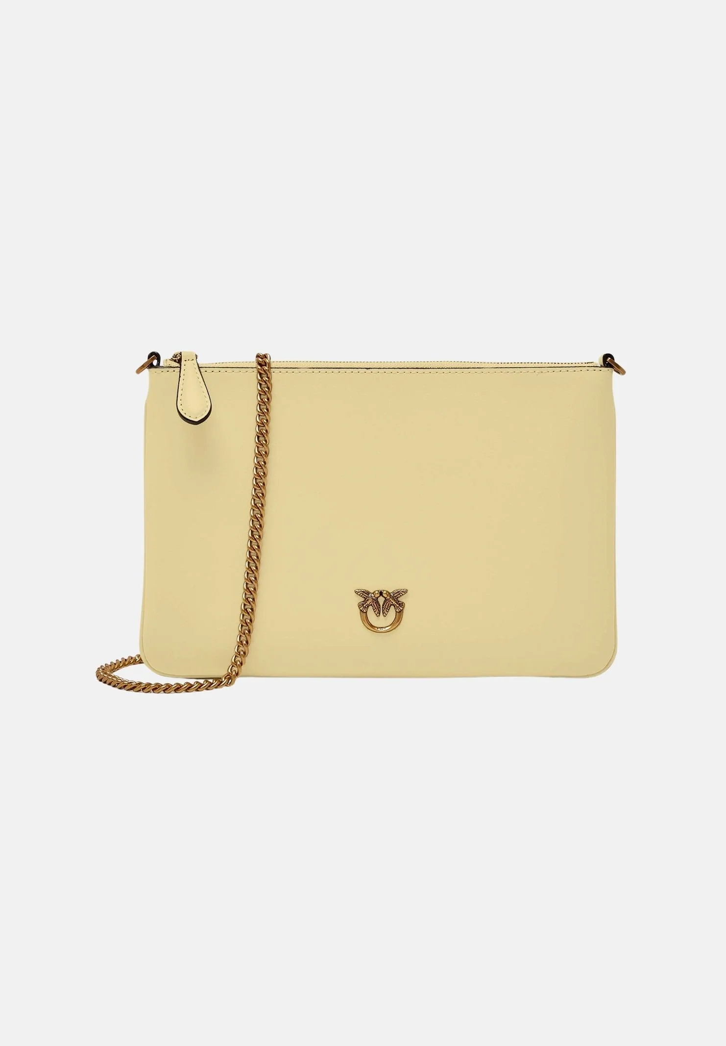 Image of PINKO Pochette Classic Flat Love Bag Simply giallo vaniglia da donna