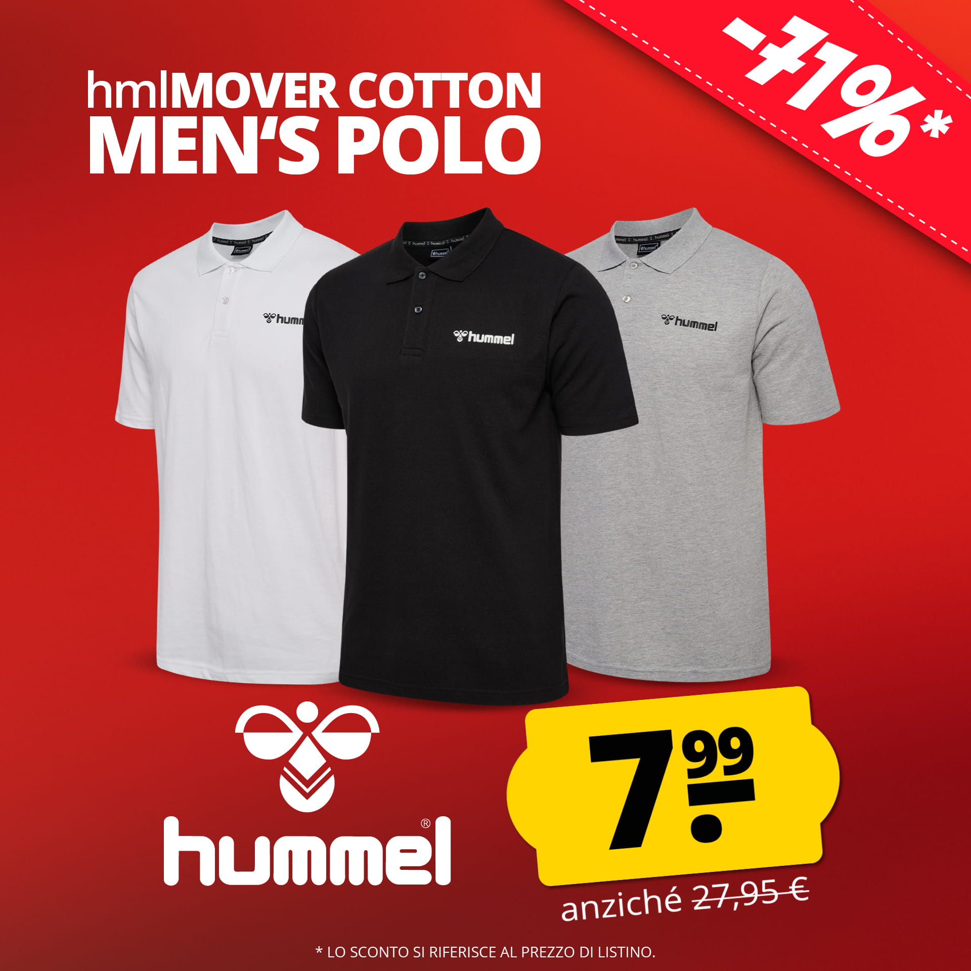 hummel mover cotone uomo polo camicia