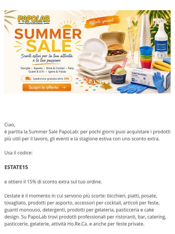 Summer Sale PapoLab: sconto extra sui prodotti per la tua attività