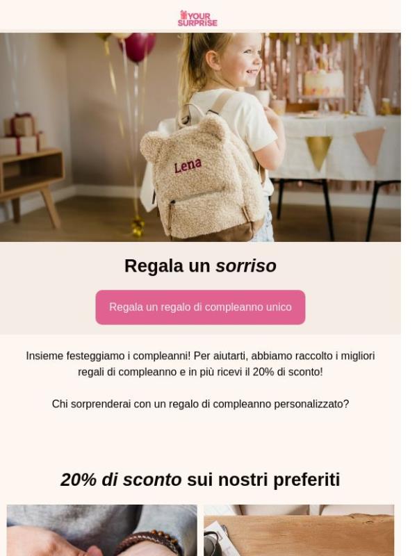 SORPRESA! 20% di sconto sui regali di compleanno 🎈
