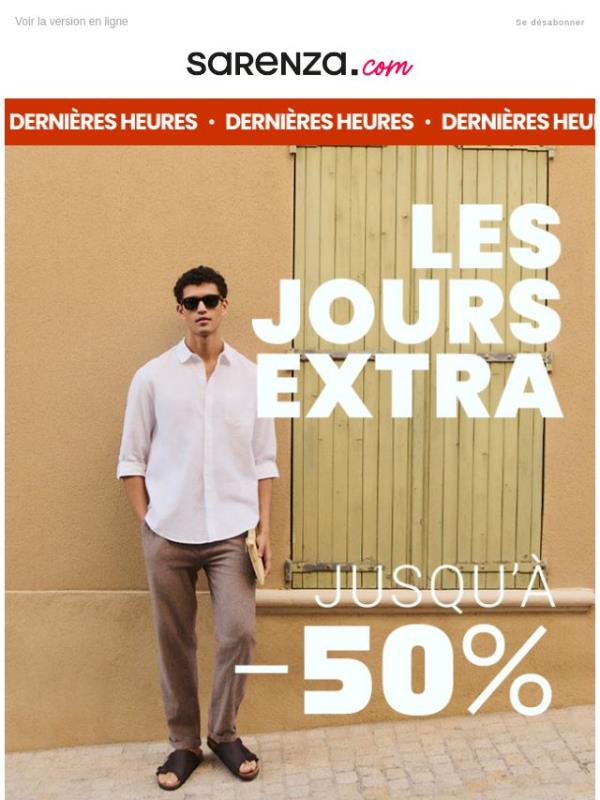 DERNIÈRES HEURES : -10% supp' dès 100€ et jusqu'à -50% !