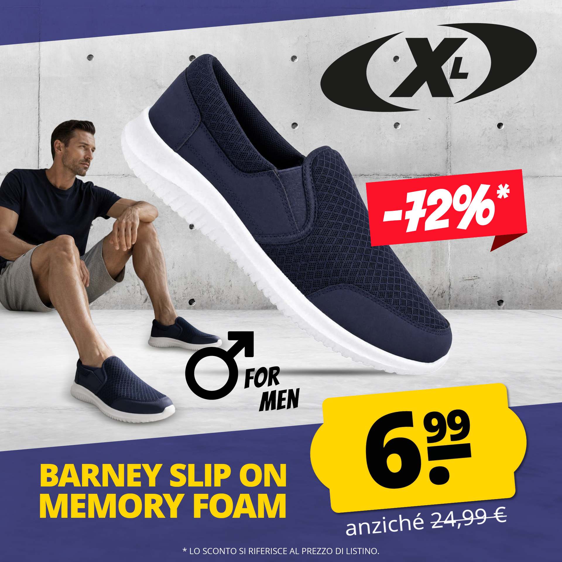 scarpe barney slip on memory foam uomo