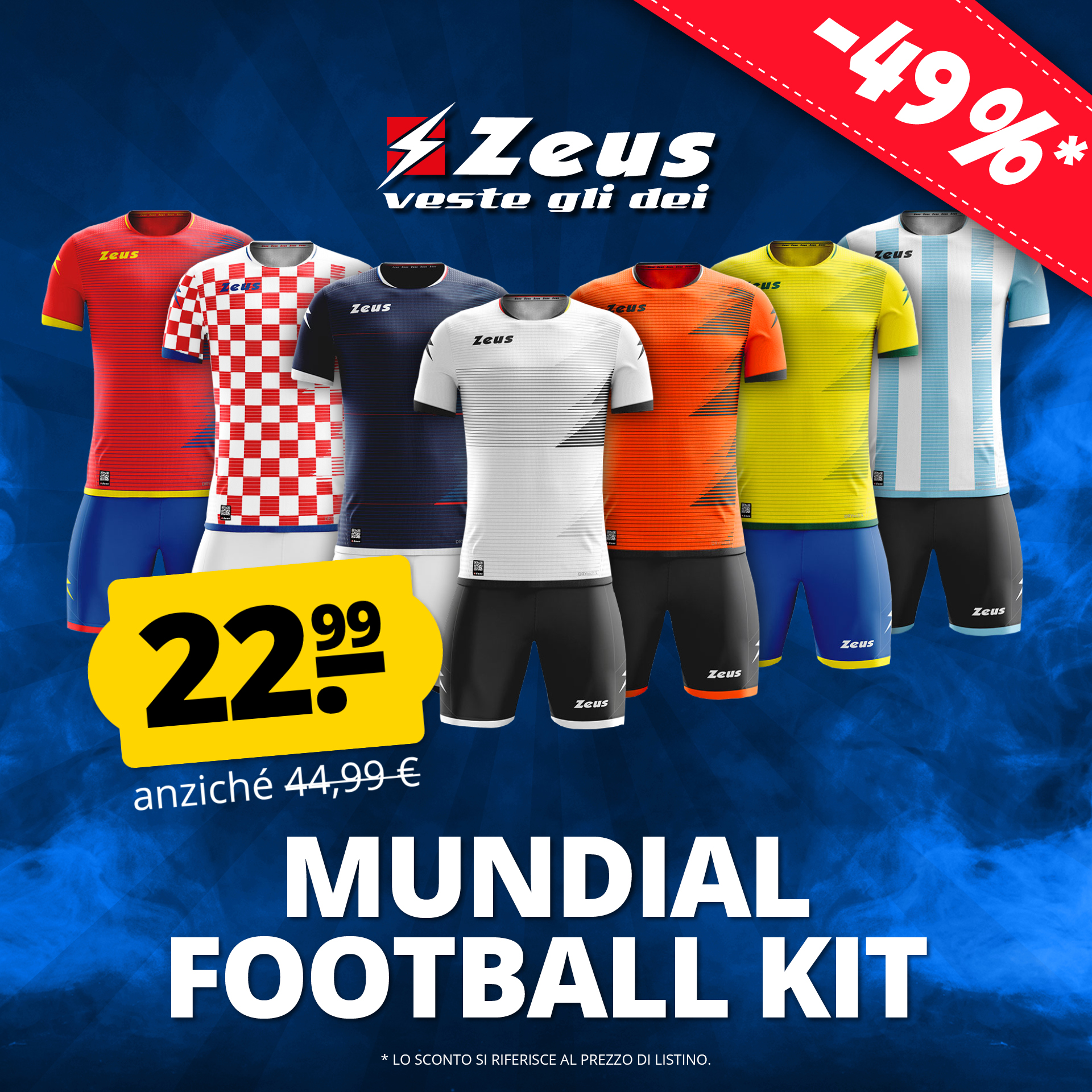zeus mundial teamwear set maglia con pantaloncini 