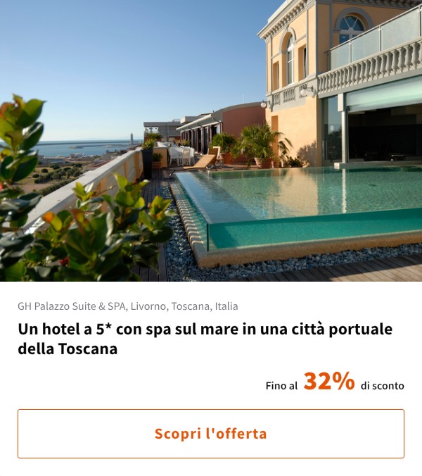 Un hotel a 5* con spa sul mare in una città portuale della Toscana