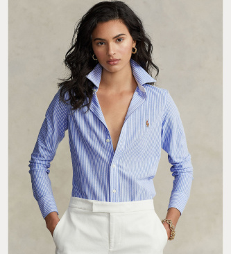 Camicia Oxford a righe blu in maglia