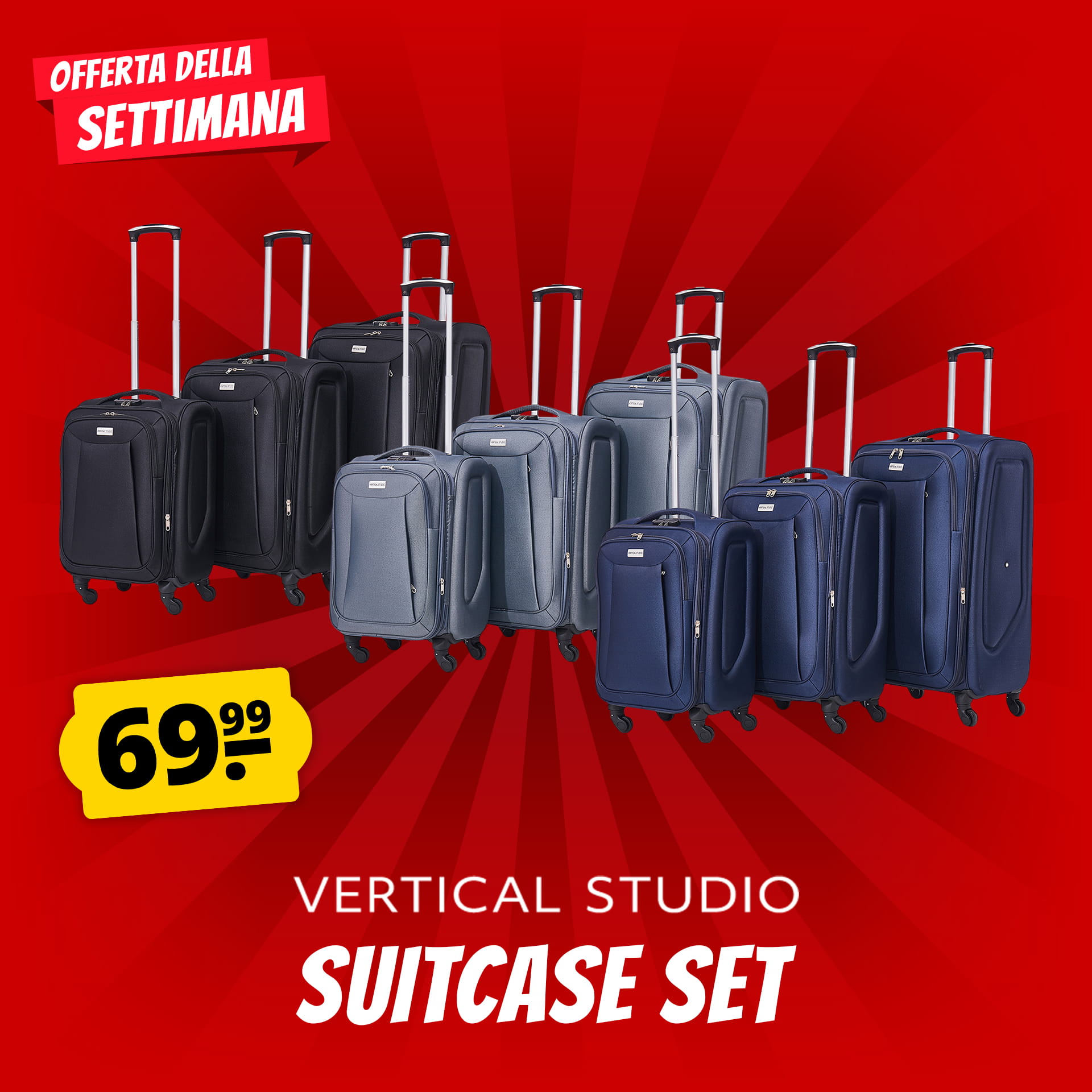 vertical studio valigia in tessuto tromso 20-24-28 set da 3