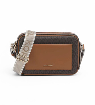 Borsa a tracolla marrone con monogramma