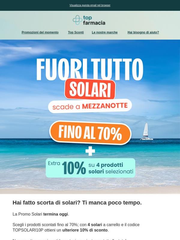🔔 Scade oggi: solari fino al 70% + 10% extra