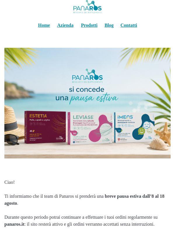 Pausa estiva Panaros: cosa sapere sugli ordini