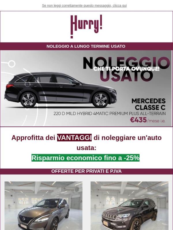 💲FINO al -25% sul NOLEGGIO DI UN' AUTO USATA: Classe C, Q5, Qashqai, e tante altre!