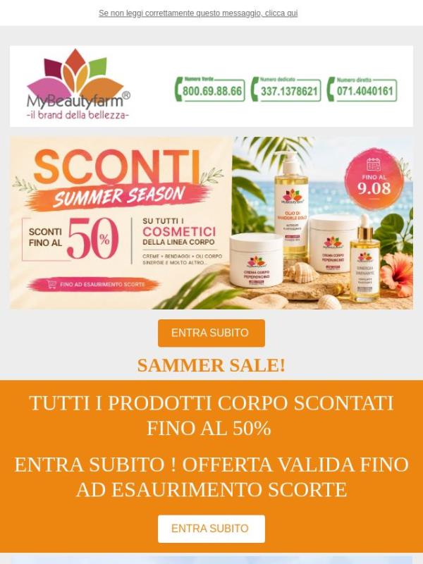 SUMMER SALE! SCONTI FINO AL 50% SU TUTTI I PRODOTTI CORPO