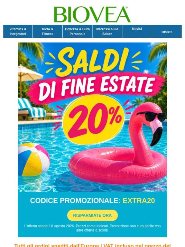 ☀️ Saldi Estivi – 20% di Sconto Extra!