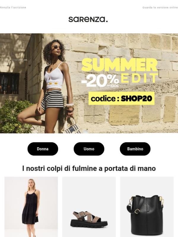 Summer Edit : -20% con il codice SHOP20 da 100€🔥