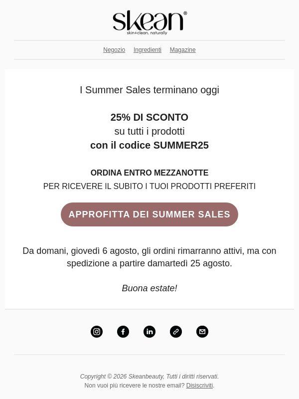 I Summer Sales terminano oggi