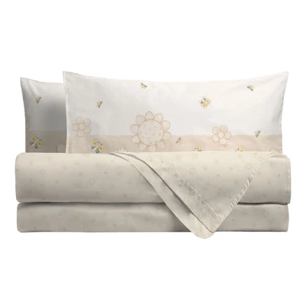 THUN® Completo Letto Matrimoniale in Cotone Elegance Beige