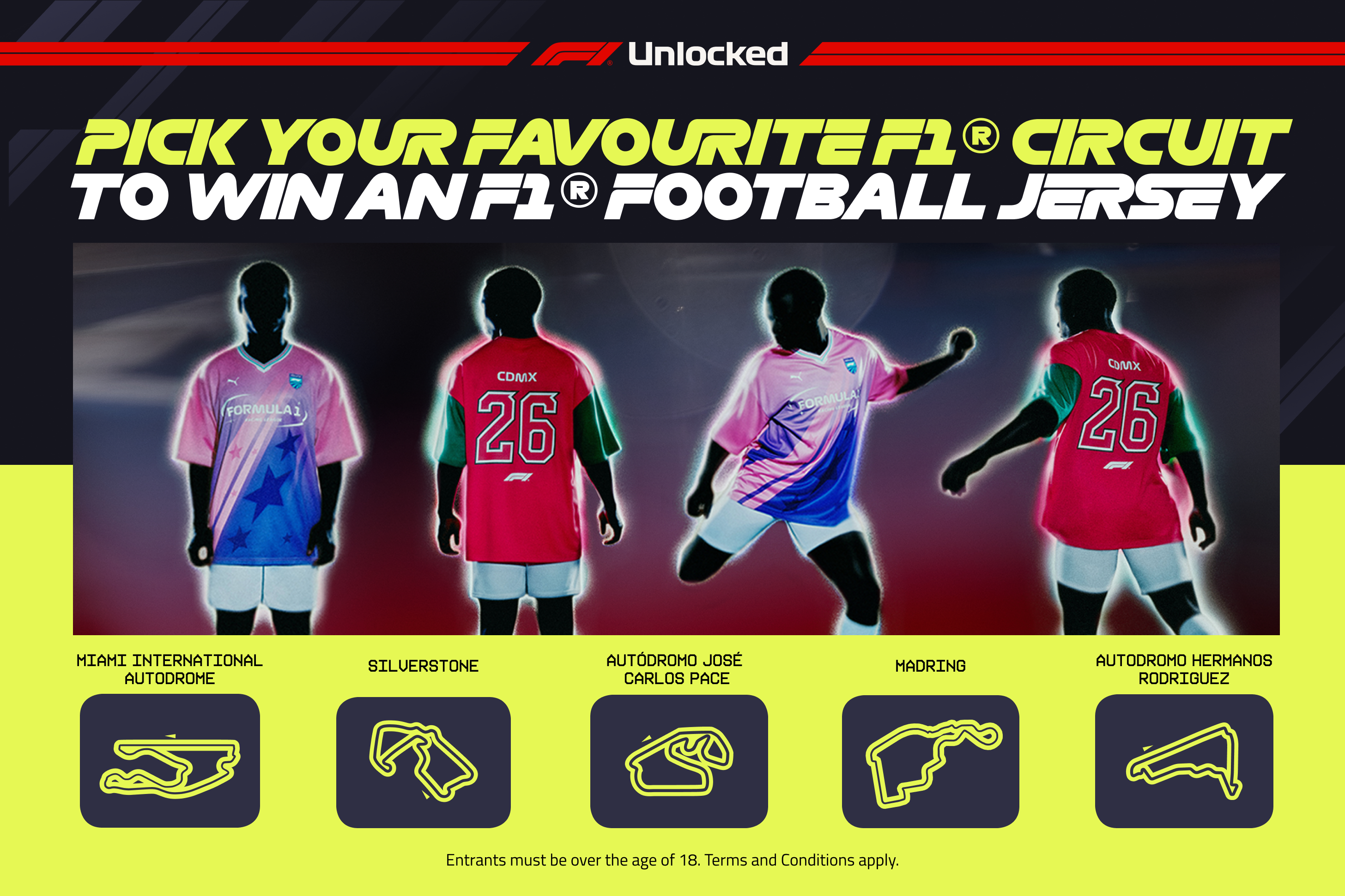 Pick your favourite F1® circuit to win an F1® football jersey