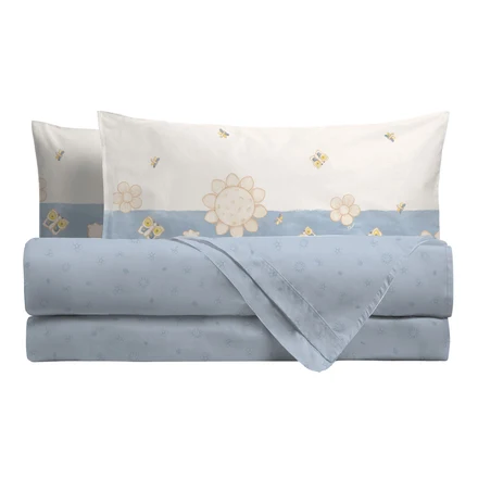 THUN® Completo Letto Matrimoniale in Cotone Elegance Azzurro