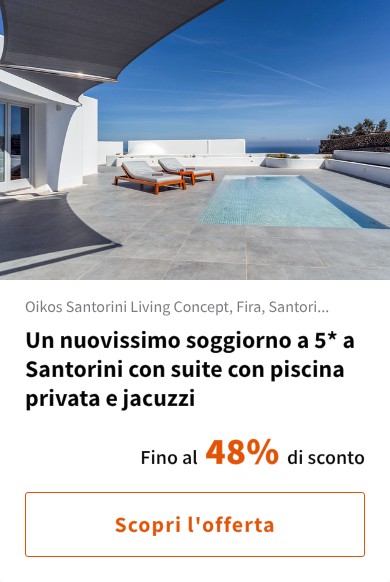 Un nuovissimo soggiorno a 5* a Santorini con suite con piscina privata e jacuzzi