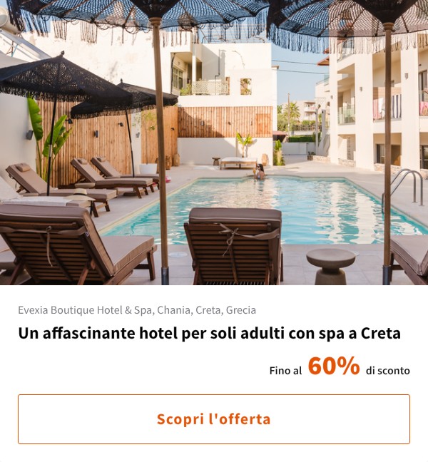 Un affascinante hotel per soli adulti con spa a Creta