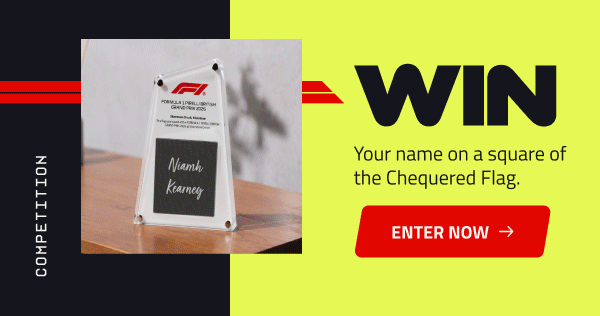 Win your name on a square of the Chequered Flag