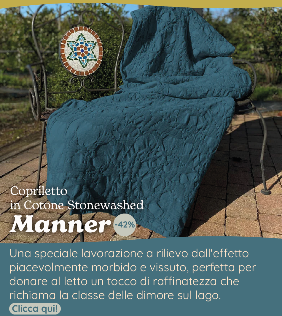 Copriletto in Cotone Stonewashed con Lavorazione a Rilievo - Manner