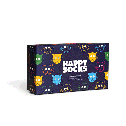 Set regalo con 3 paia di calzini misti a forma di gatto