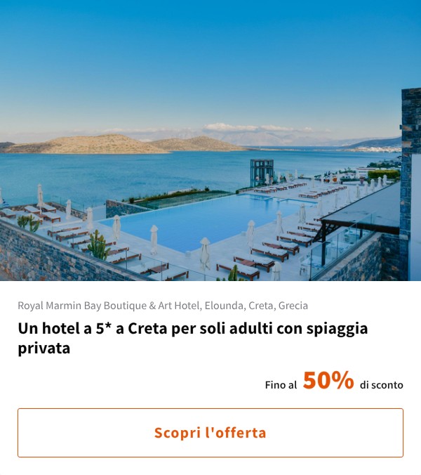 Un hotel a 5* a Creta per soli adulti con spiaggia privata