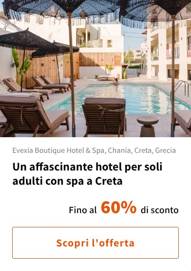 Un affascinante hotel per soli adulti con spa a Creta
