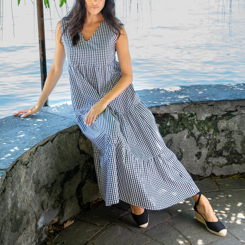 Image of ABITO LUNGO SMANICATO K831 FANYASIA VICHY DONNA AKUA