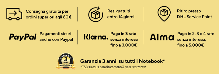 Spedizione gratuita a partire da 80€