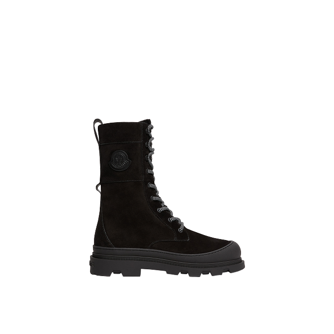 Stivali stringati alti Vera in pelle scamosciata e shearling