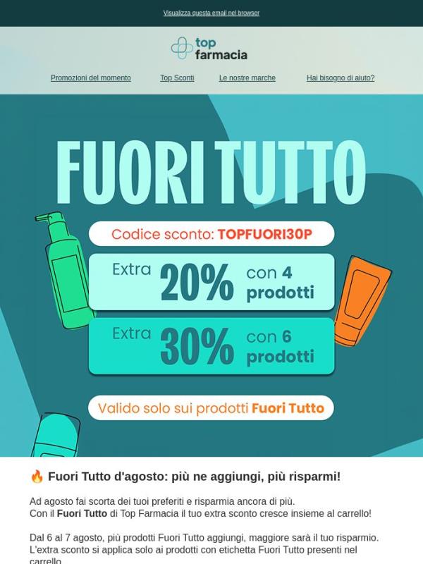 🔥 Fuori Tutto: il tuo sconto aumenta fino al 30%