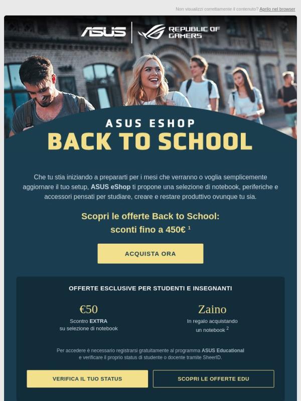 Il Back to School di ASUS eShop inizia adesso!