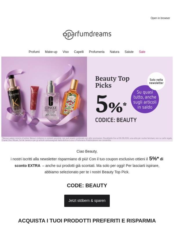 Speciale Newsletter: 5%* EXTRA 🤩